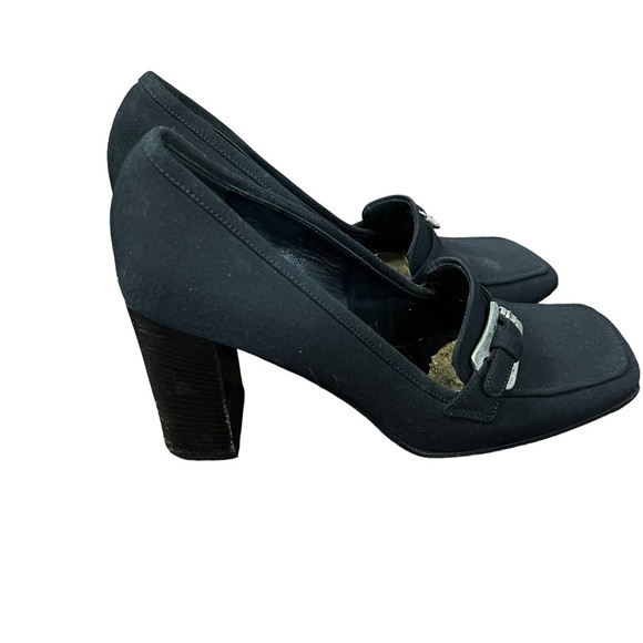 Prada Vintage Black Leather Heeled Loafer - Picture 3 of 8